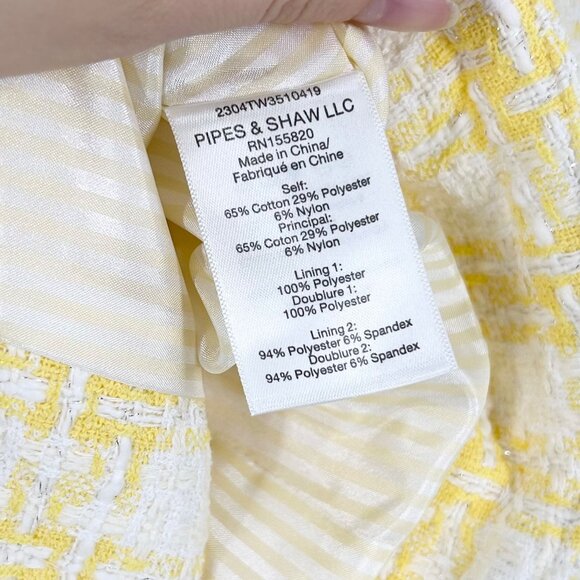 NWT Veronica Beard Bryne Jacket in Pale Yellow/White Size 10 - Picture 11 of 12